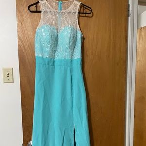 Turquoise blue dress with lace
